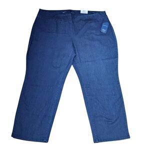 Charter Club Plus Size Cambridge Slim Leg Stretch Blue Denim Pull On Pants 28W